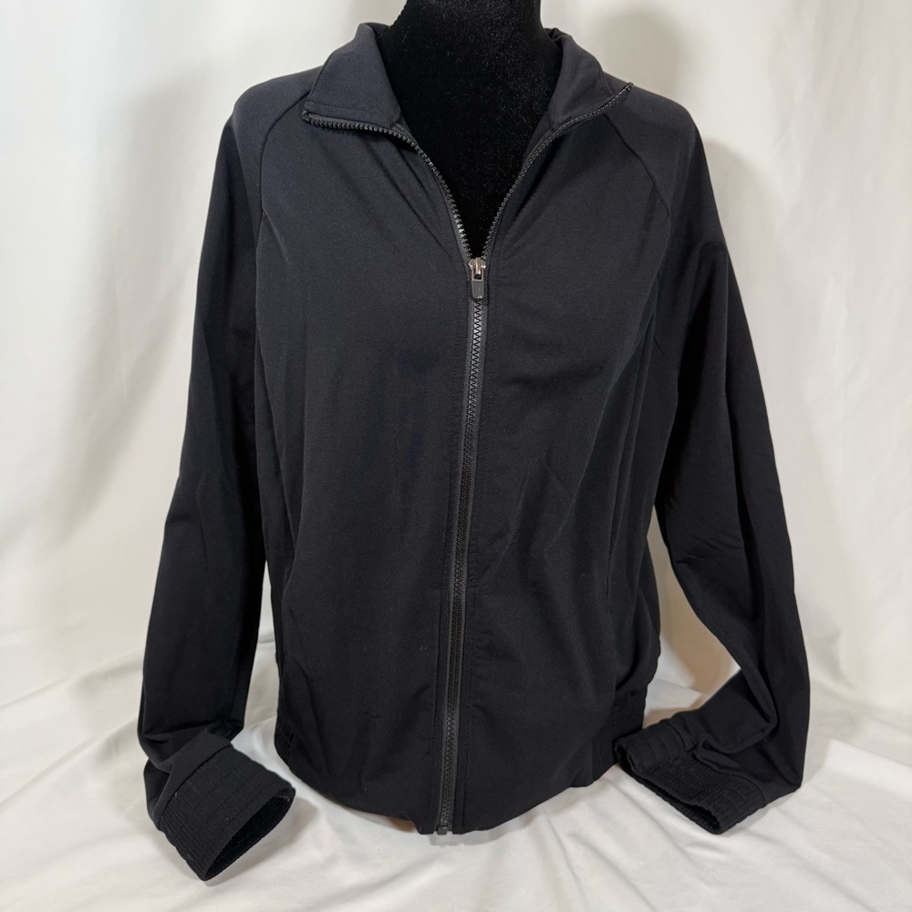 Fabletics Black Athletic Zip-Up Bomber Jacket